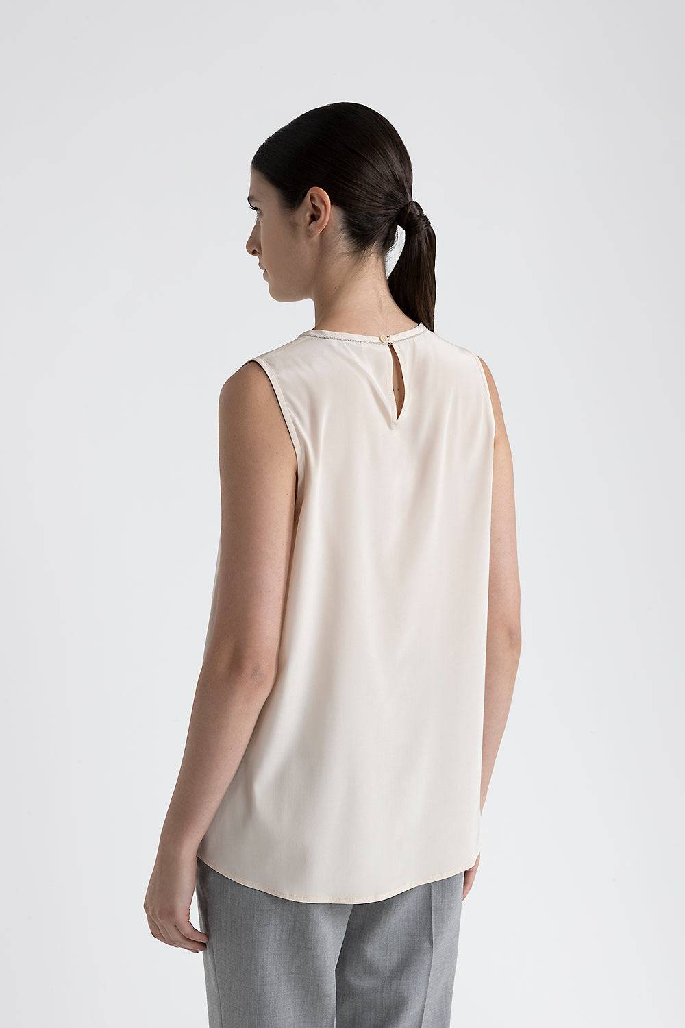 Peserico Top girocollo in crepe de chine di seta Promozione