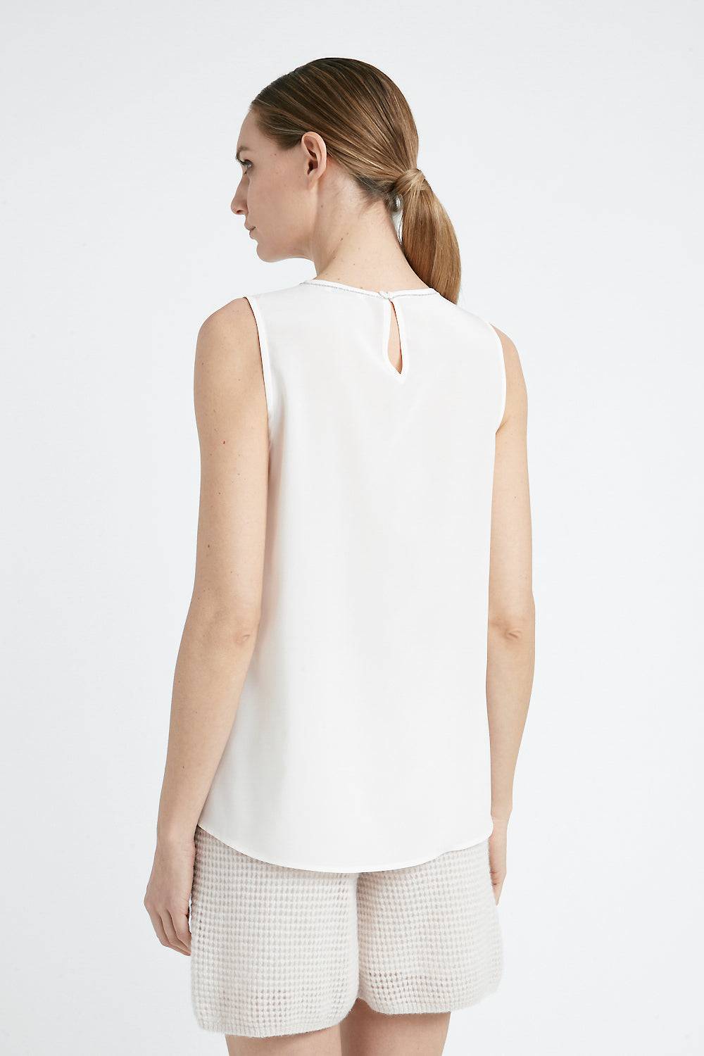 Peserico Top girocollo in crepe de chine di seta Spedizione Gratuita