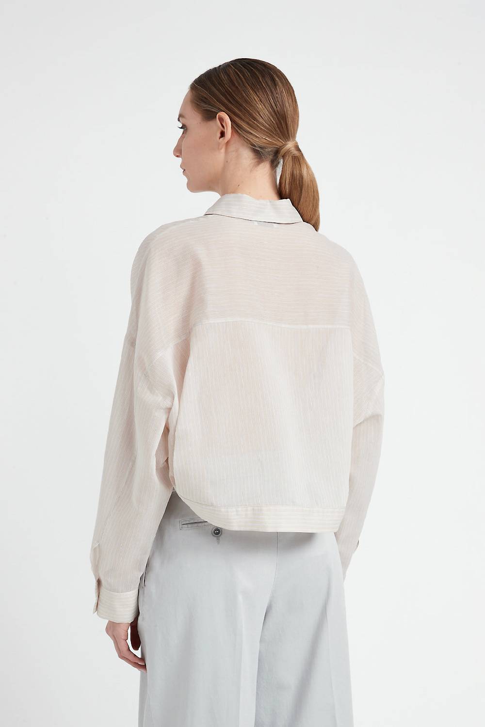 Peserico Camicia in organza rigata di cotone e seta Soddisfazione Garantita