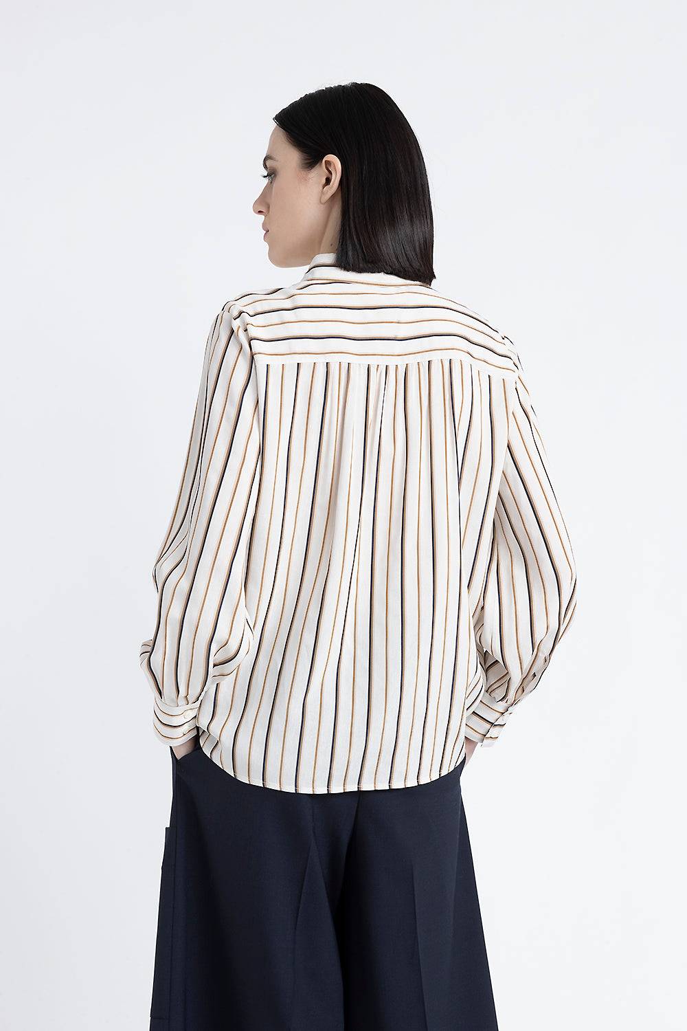 Peserico Camicia a righe in viscosa e seta Qualità Garantita