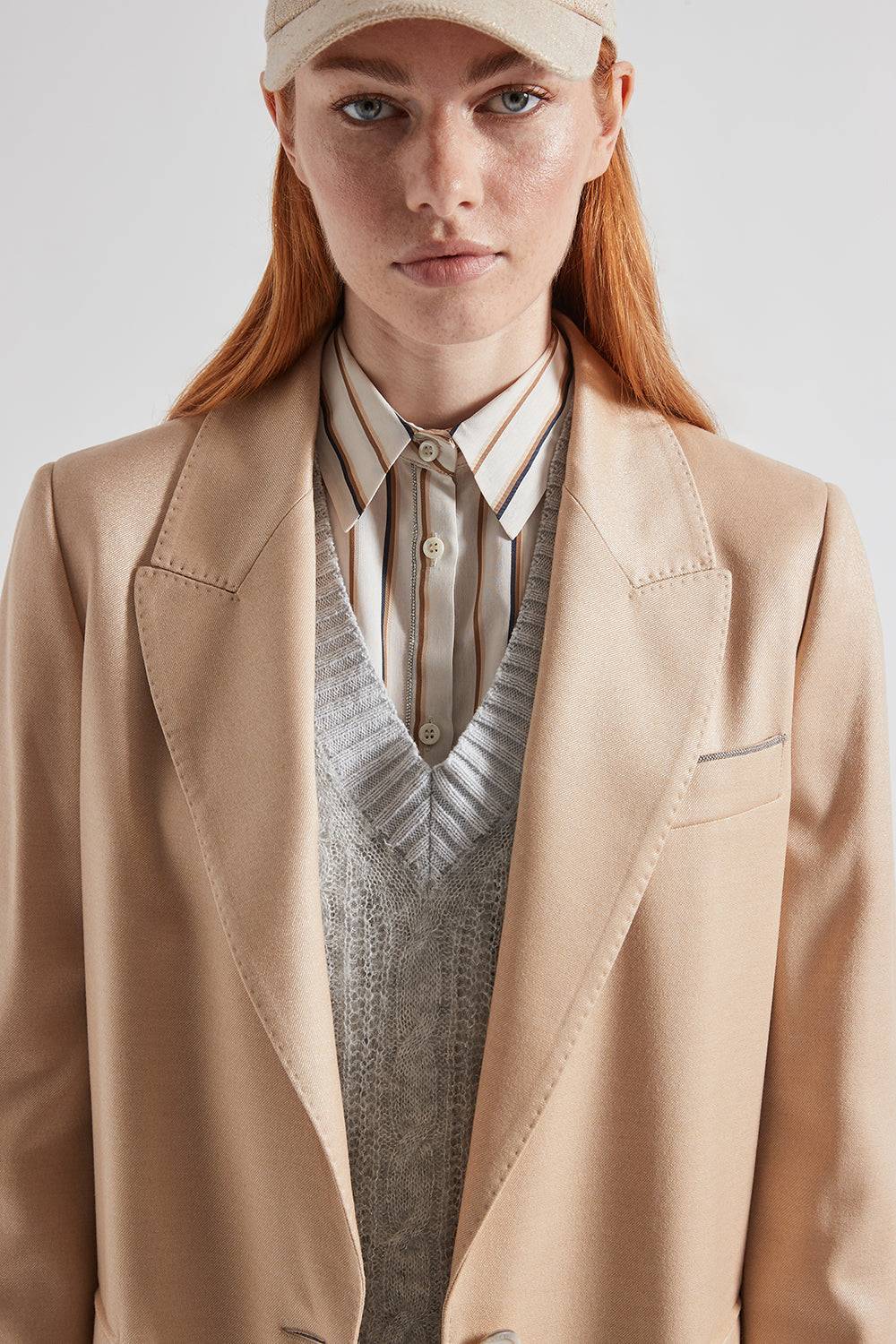 Peserico Camicia a righe in viscosa e seta Qualità Garantita