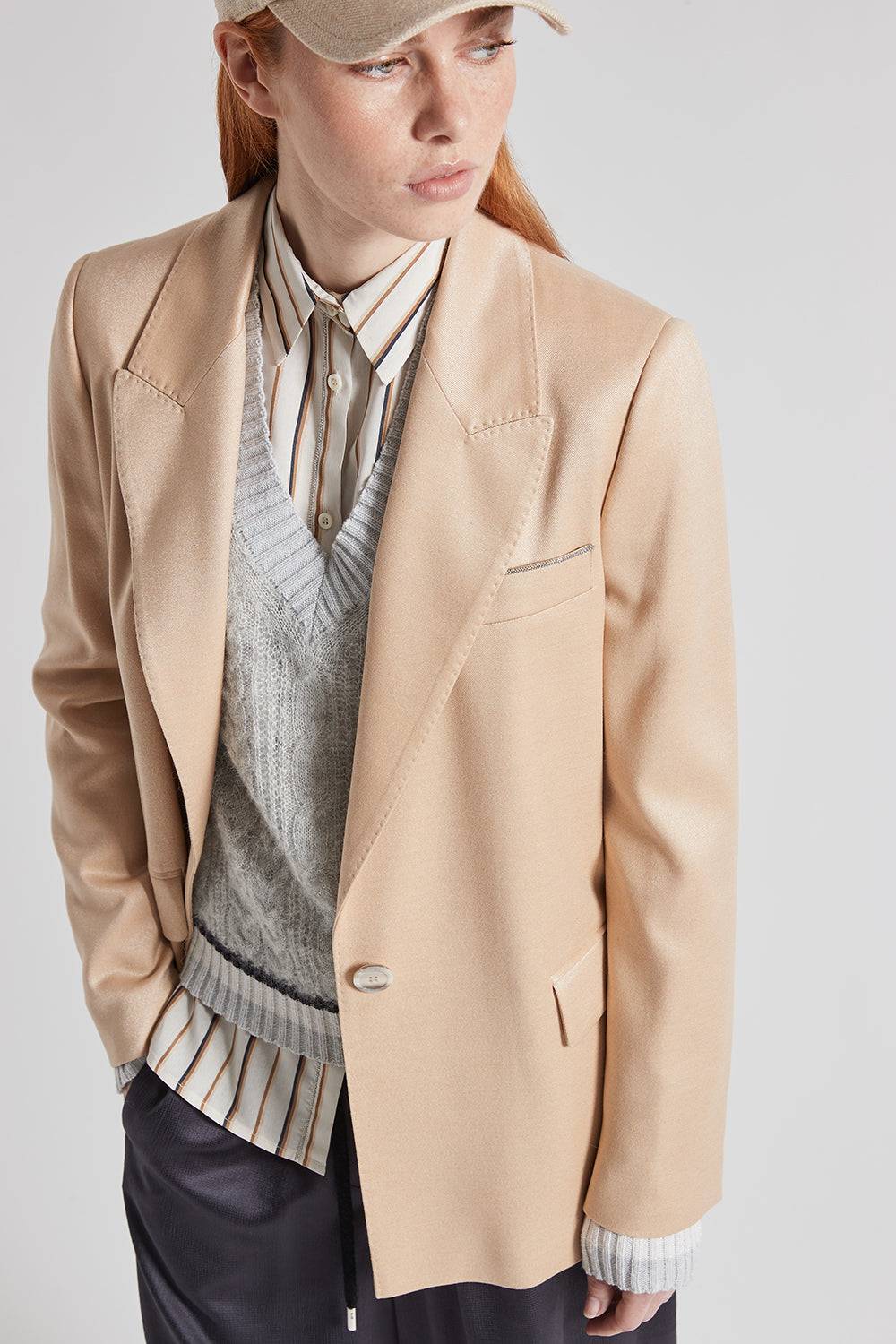 Peserico Camicia a righe in viscosa e seta Qualità Garantita