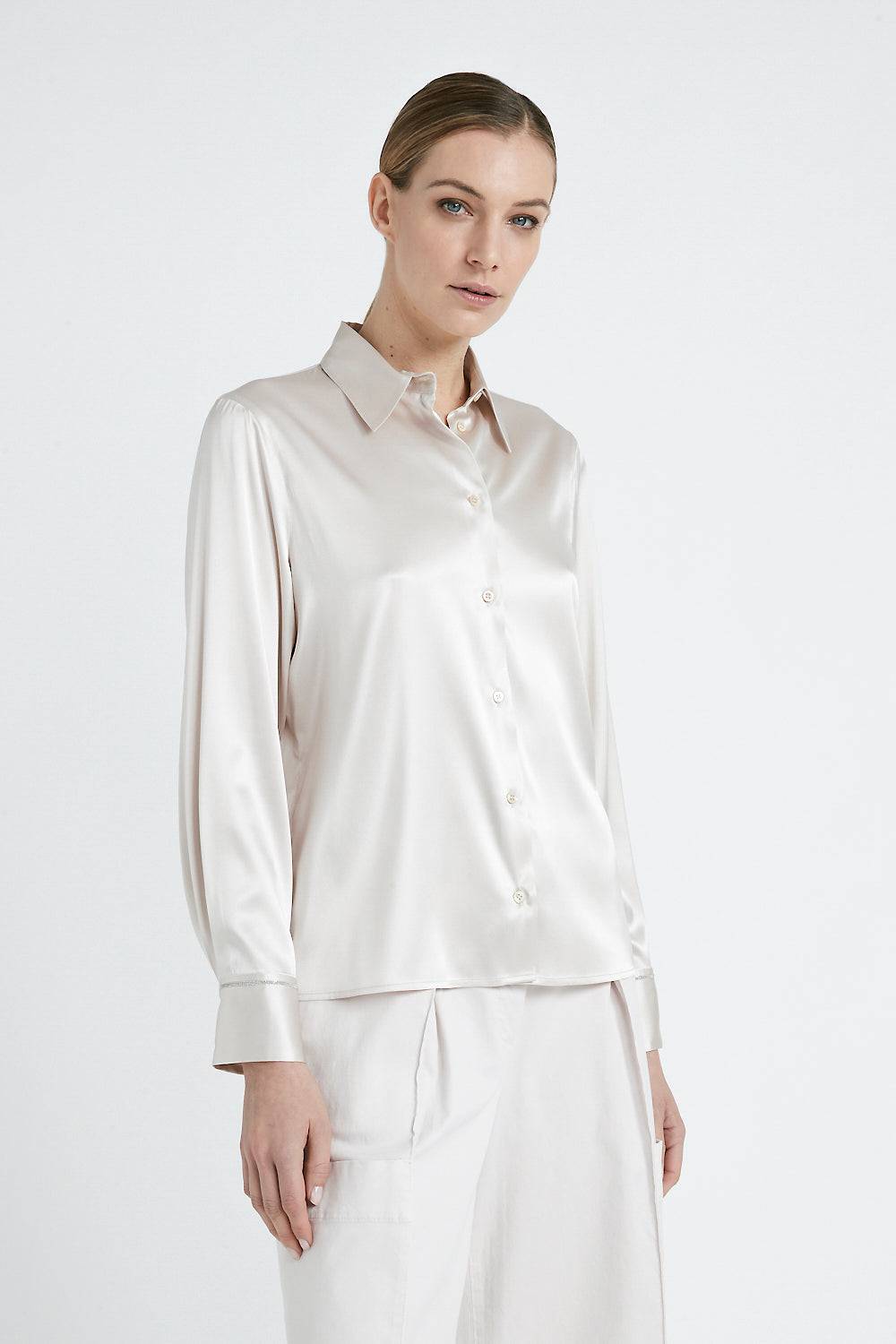 Peserico Camicia in raso di seta stretch Lightning offer