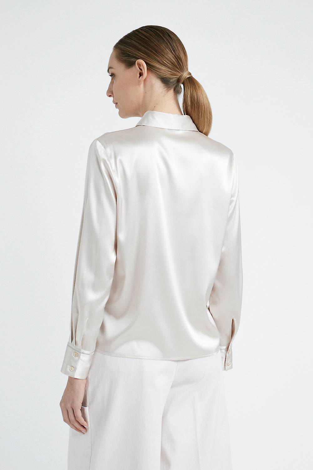 Peserico Camicia in raso di seta stretch Lightning offer