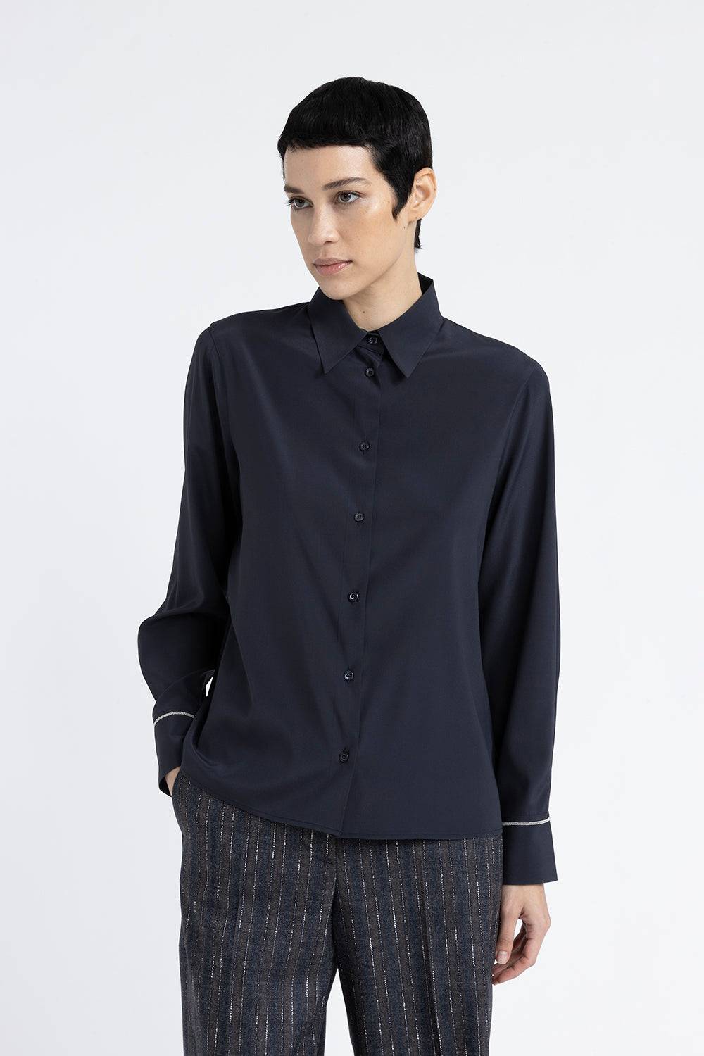 Peserico Camicia in crepe de chine di seta stretch Consegna Veloce