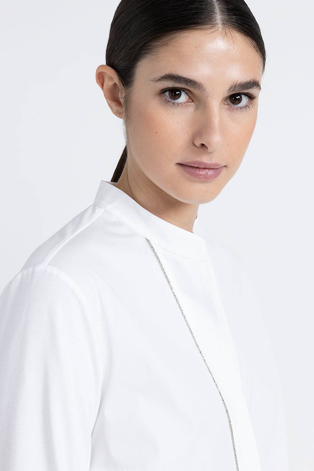 Peserico Camicia coreana in popeline e jersey di cotone Promozione Limitata
