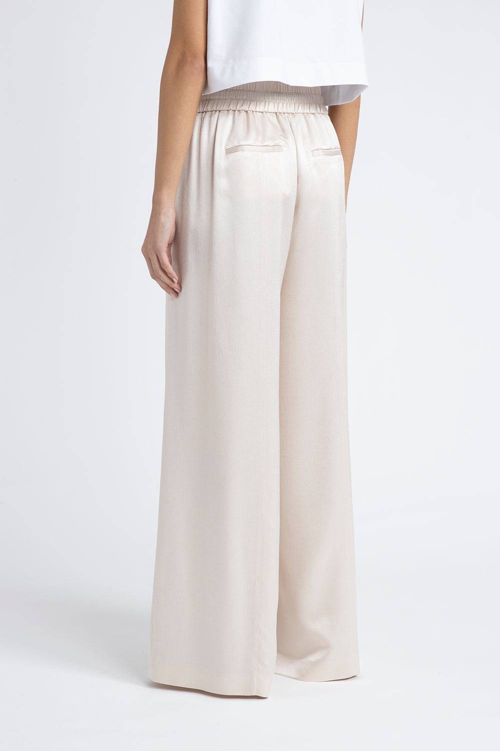 Peserico Pantalone wide semilucido in lana e viscosa Prezzo Ridotto