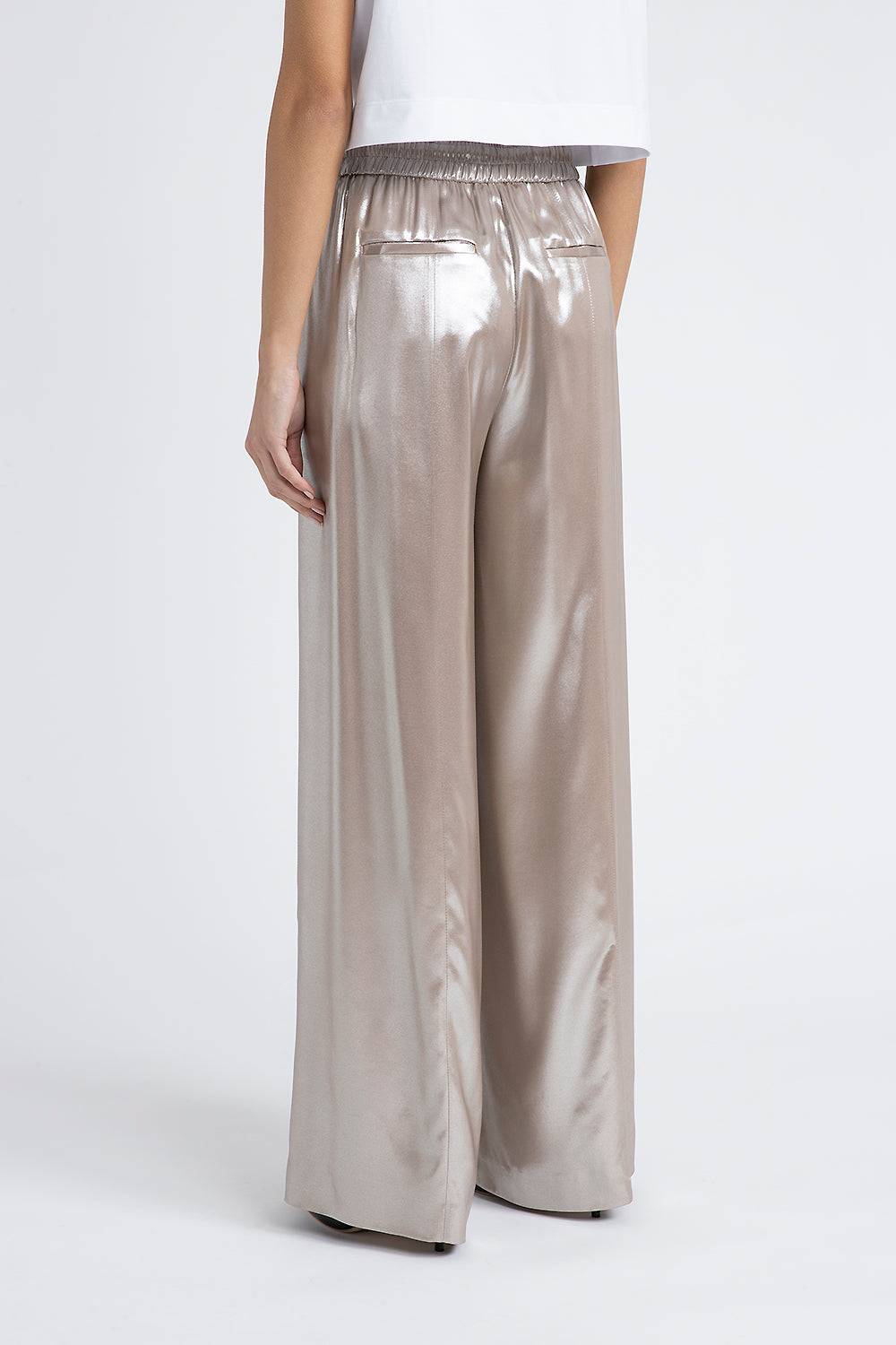 Peserico Pantalone in fluido twill laminato argento Offerte giornaliere