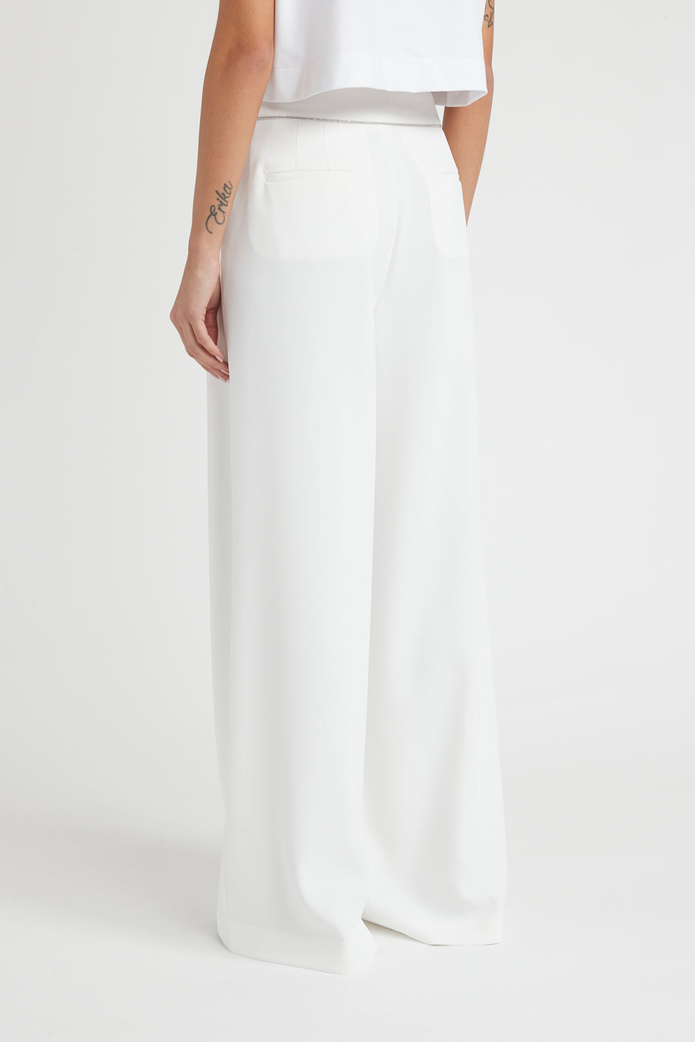 Peserico Pantalone palazzo in fluido cady crepe Offerta