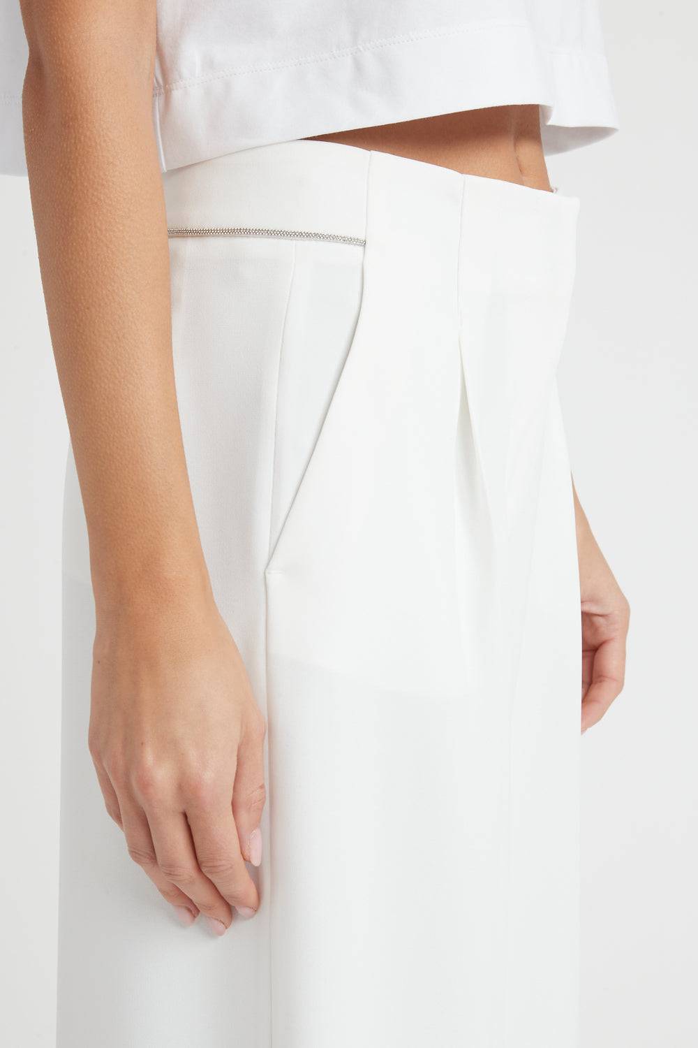 Peserico Pantalone palazzo in fluido cady crepe Offerta