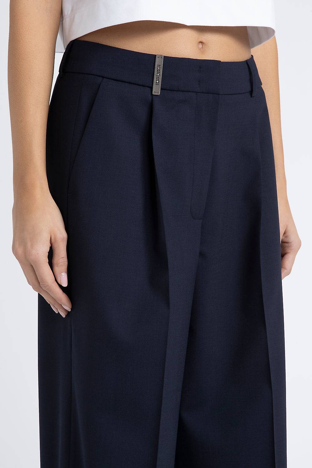Peserico Pantalone palazzo in lana tecnica Outlet