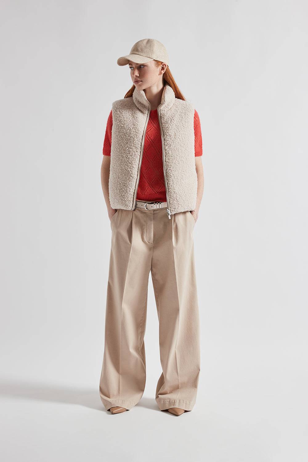 Peserico Pantalone gamba larga in gabardina di cotone In Vendita