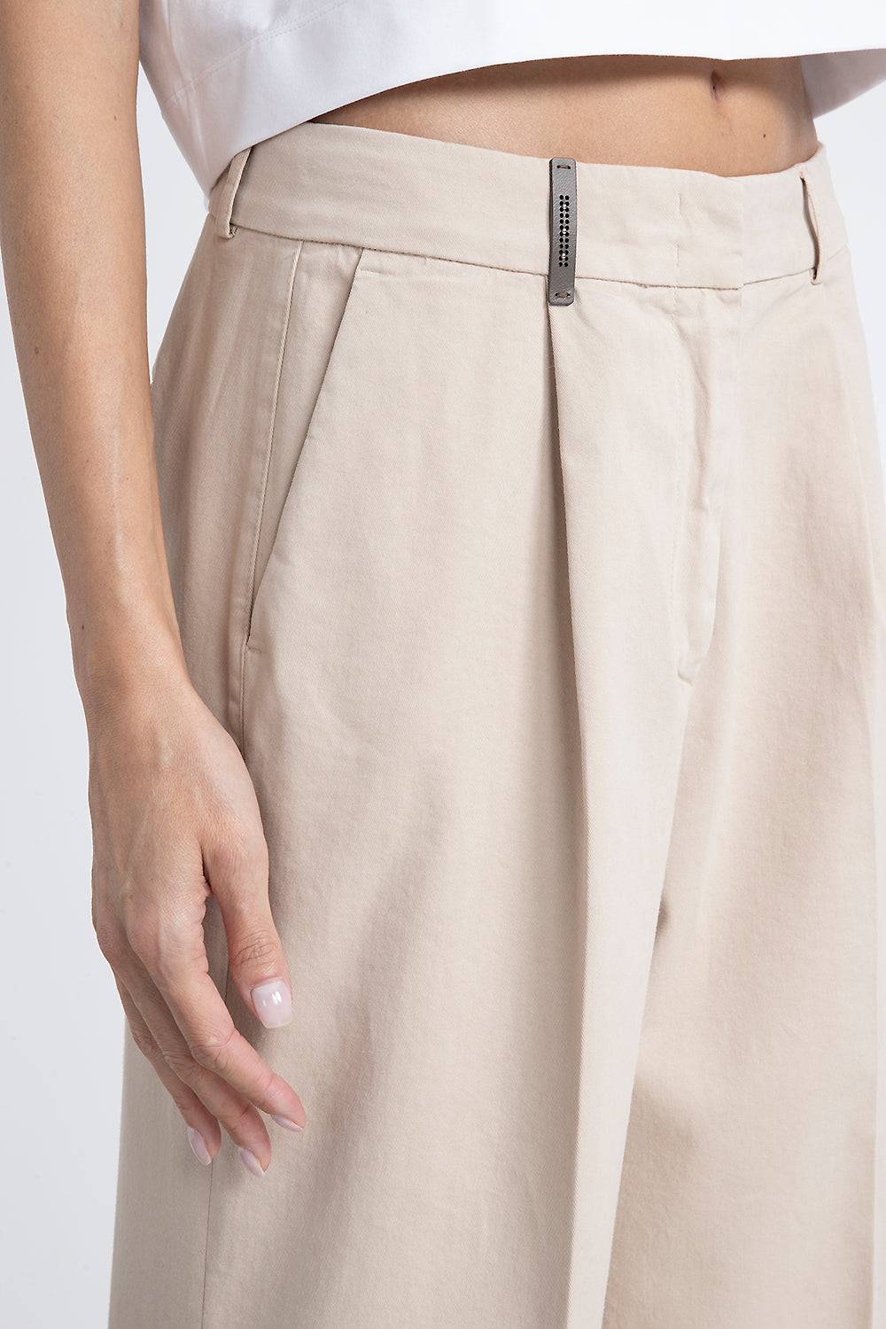 Peserico Pantalone gamba larga in gabardina di cotone In Vendita