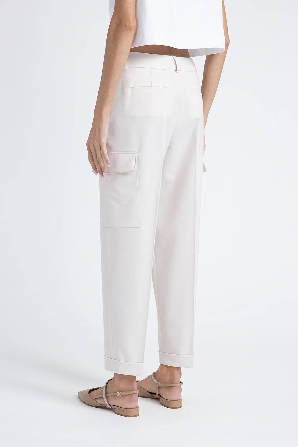 Peserico Pantalone carrot in twill di lana tecnica Saldi