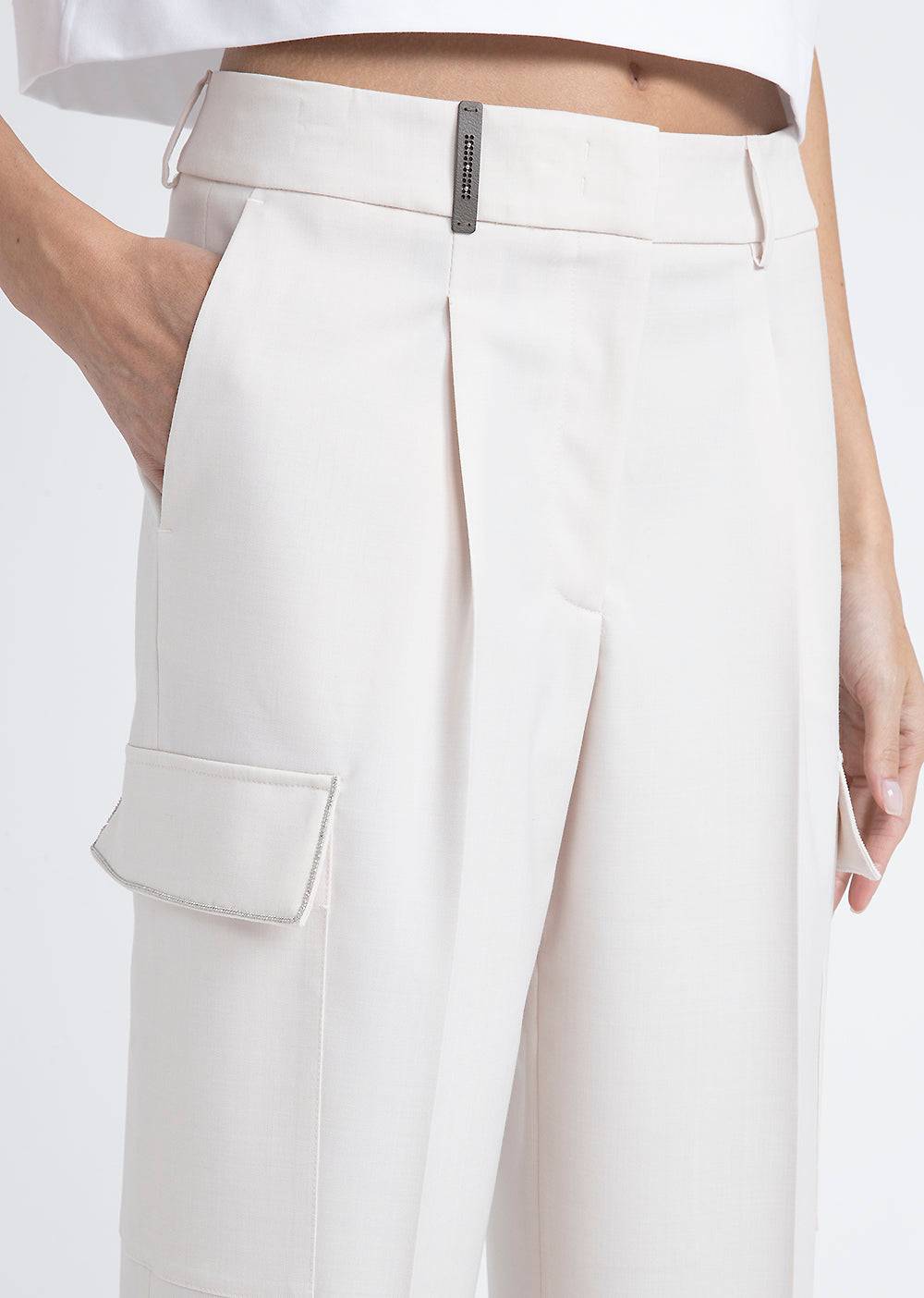 Peserico Pantalone carrot in twill di lana tecnica Saldi