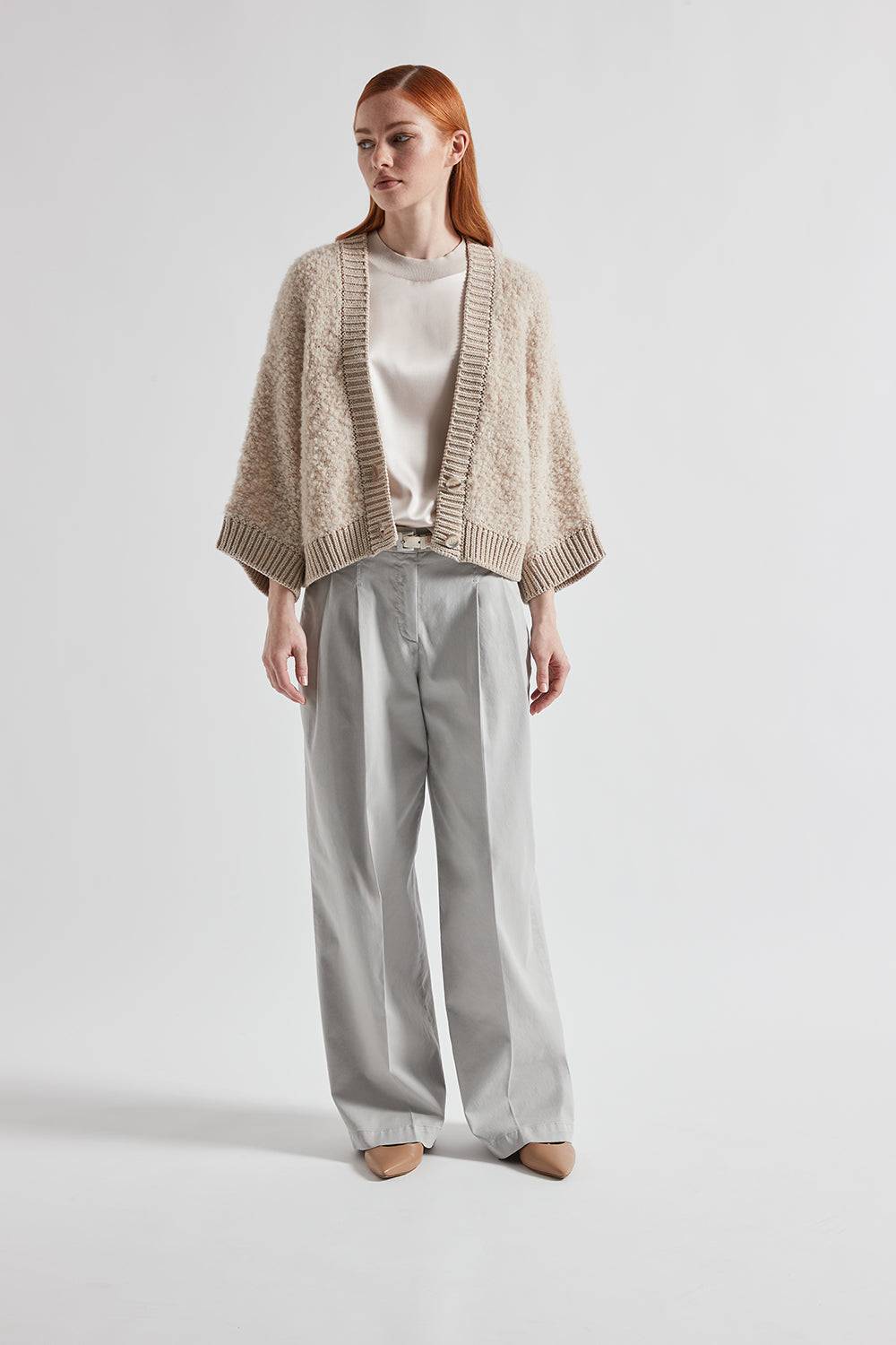 Peserico Pantalone con pieghe in gabardina di cotone seta e tencel Offerte