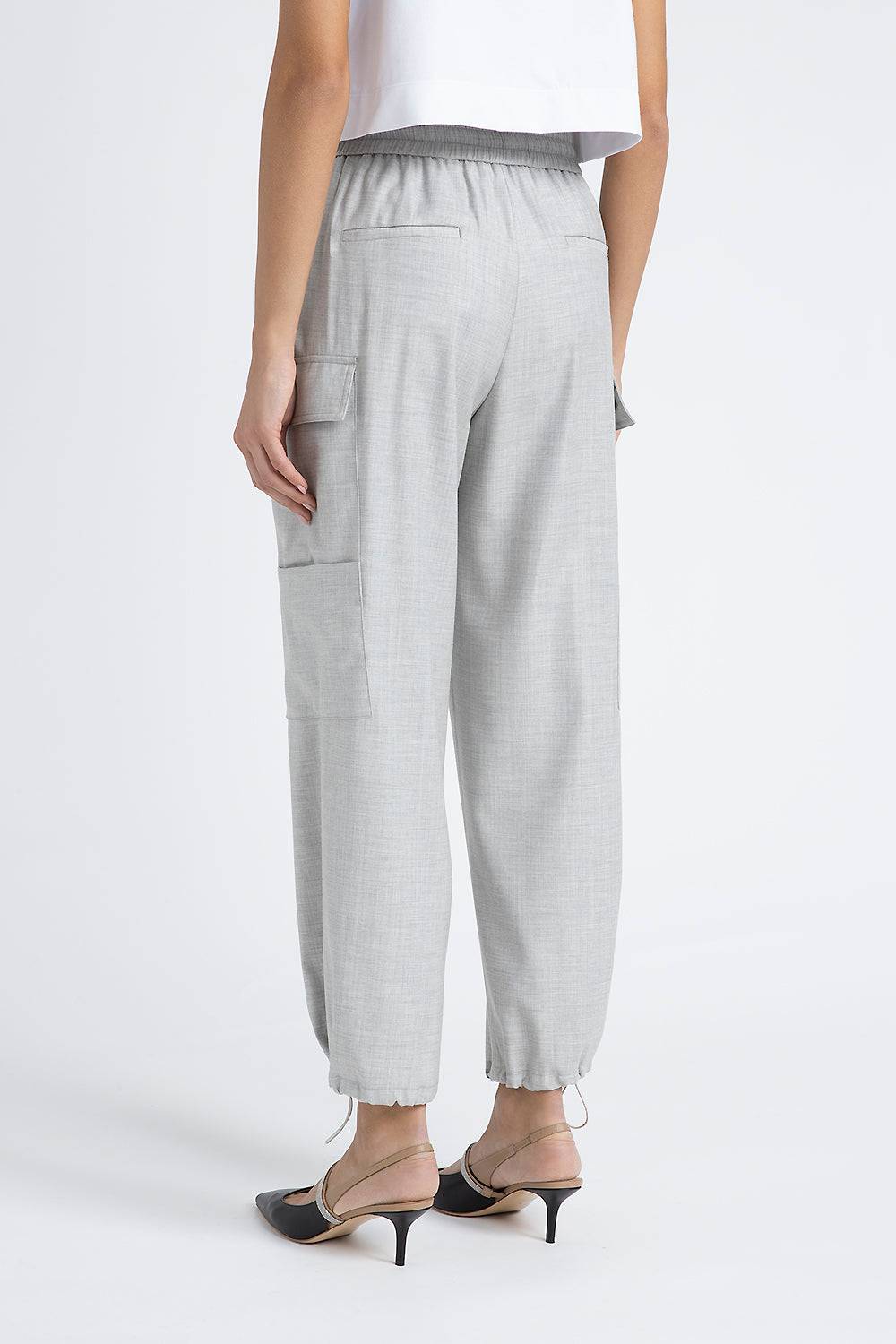 Peserico Pantalone baggy con tasche cargo in lana viscosa Ultimi due giorni