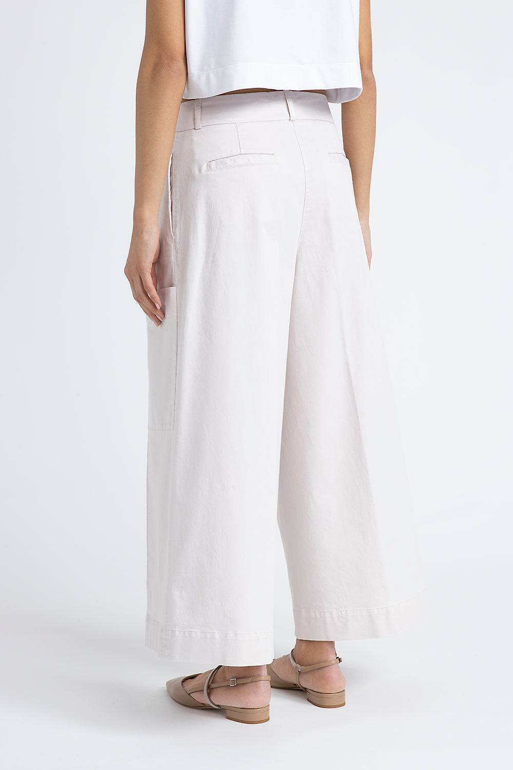Peserico Pantalone gamba larga in gabardina di cotone seta tencel Vendita Calda