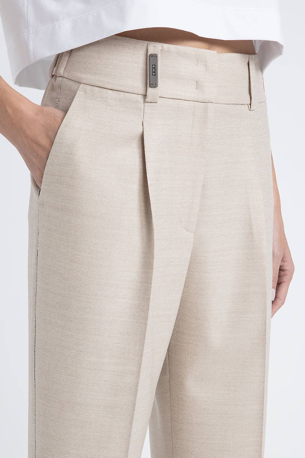 Peserico Pantalone in tela di lana jaspé comfort Loro Piana Only for today