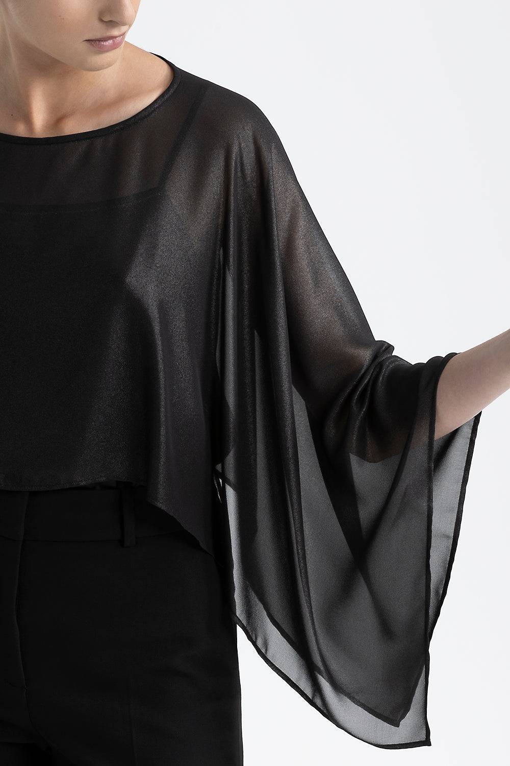 Peserico Poncho georgette laminata effetto bagnato 2025