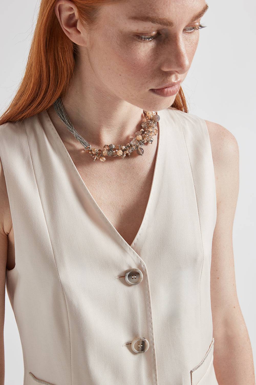 Peserico Collana girocollo con demi-cristalli e pietre dure Promozione Limitata