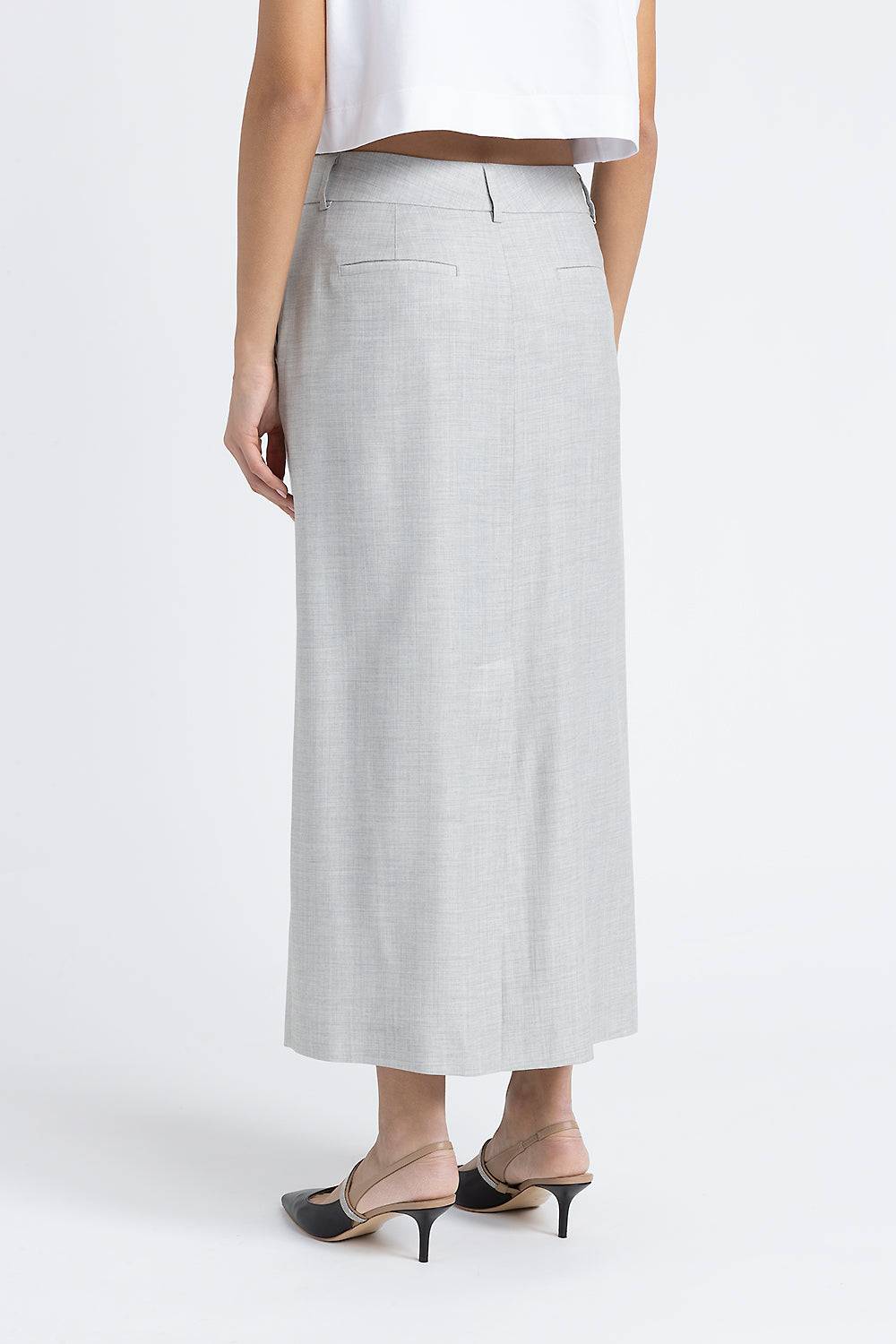 Peserico Gonna lunga diritta in twill di lana e viscosa Sconto