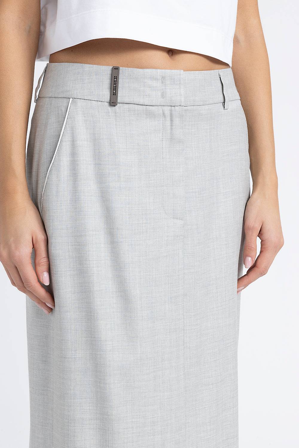 Peserico Gonna lunga diritta in twill di lana e viscosa Sconto
