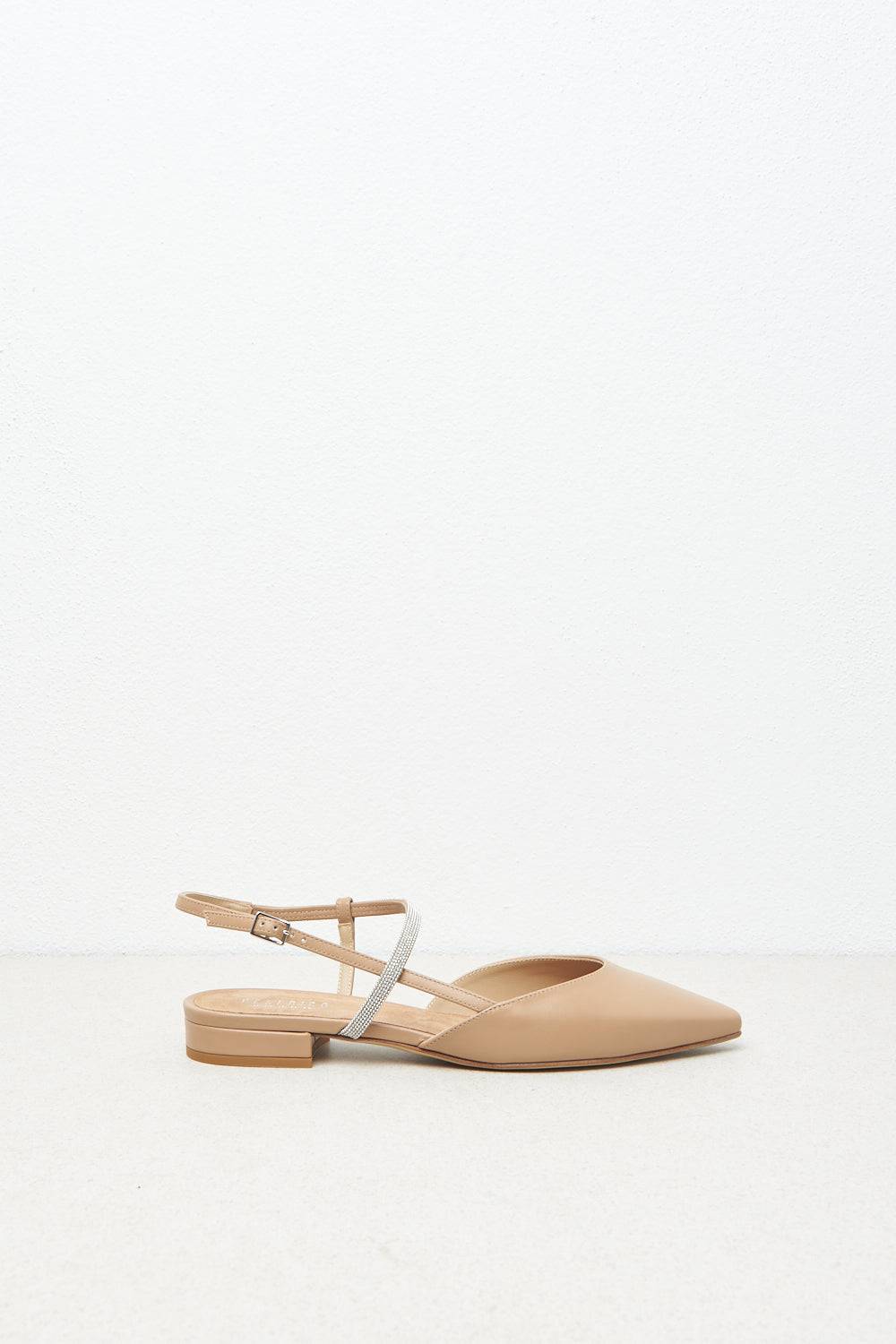 Peserico Ballerine slingback flat in pelle con Punto Luce In Vendita