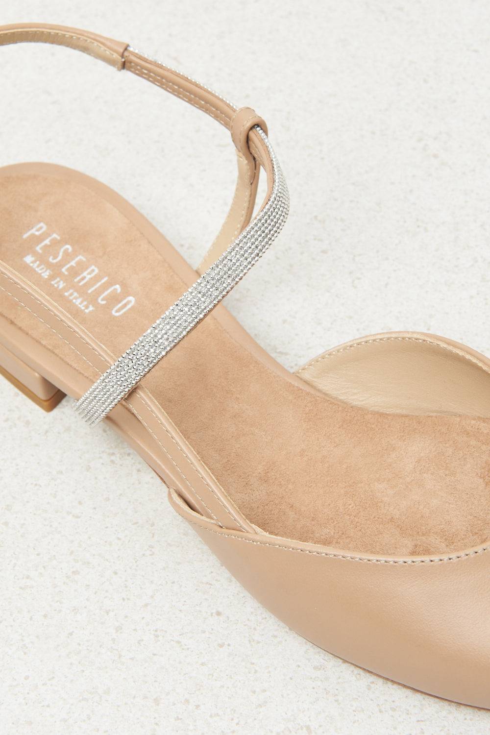 Peserico Ballerine slingback flat in pelle con Punto Luce In Vendita