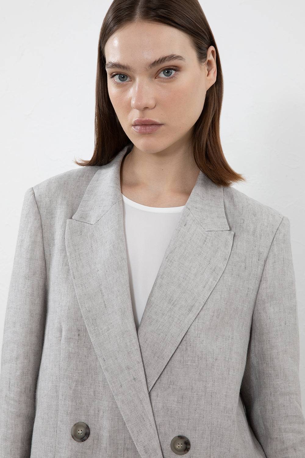 Peserico Blazer doppiopetto in puro lino Saldi Di Fabbrica