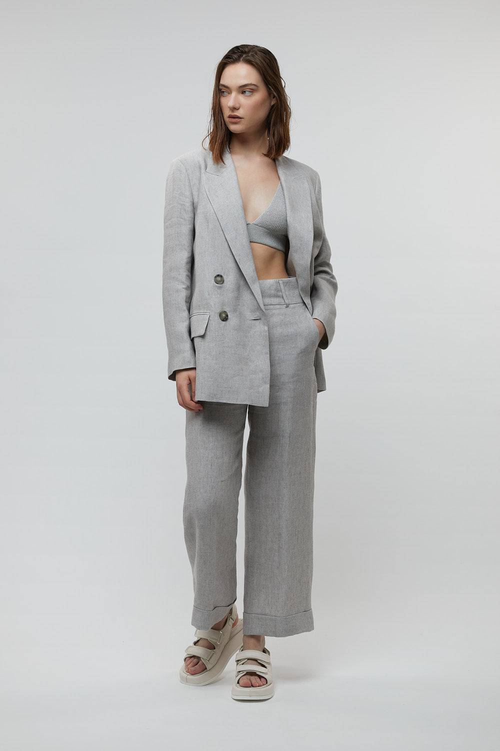 Peserico Blazer doppiopetto in puro lino Saldi Di Fabbrica