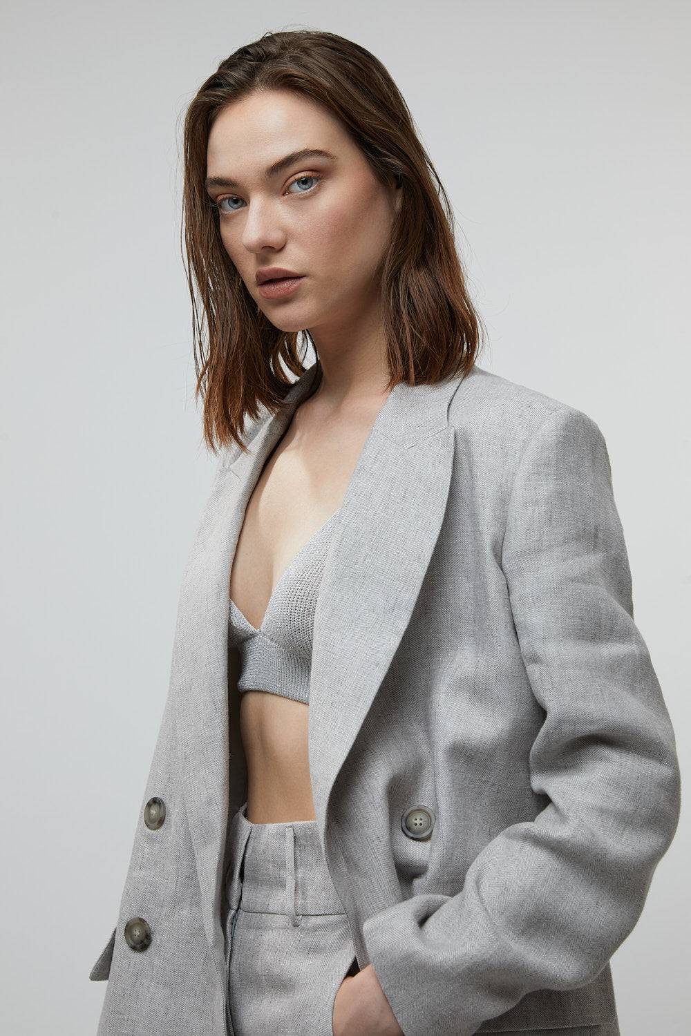 Peserico Blazer doppiopetto in puro lino Saldi Di Fabbrica
