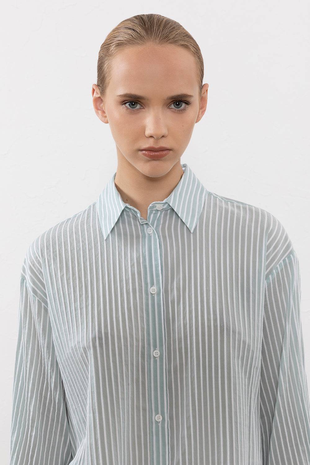 Peserico Camicia in leggera tela rigata di cotone 2025