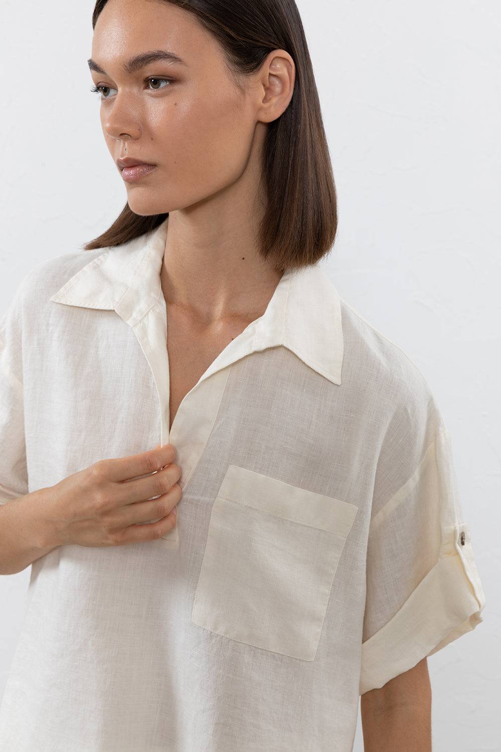 Peserico Blusa in tela di puro lino Italy
