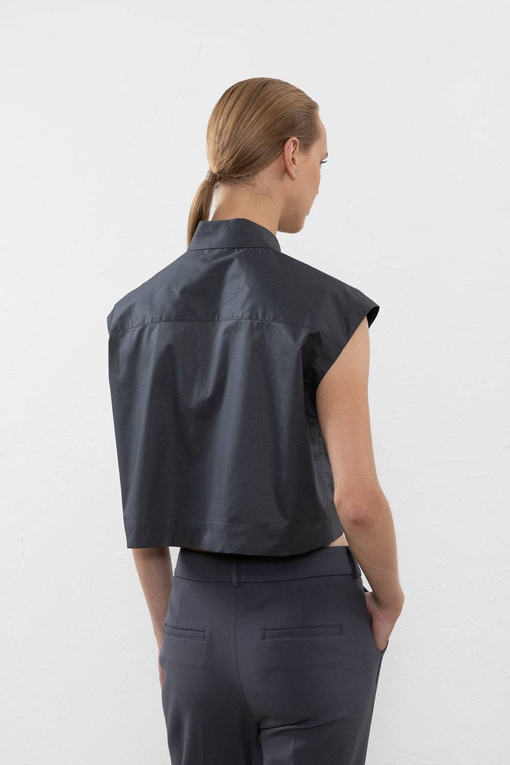 Peserico Top in micro twill di cotone laminato Nuovo