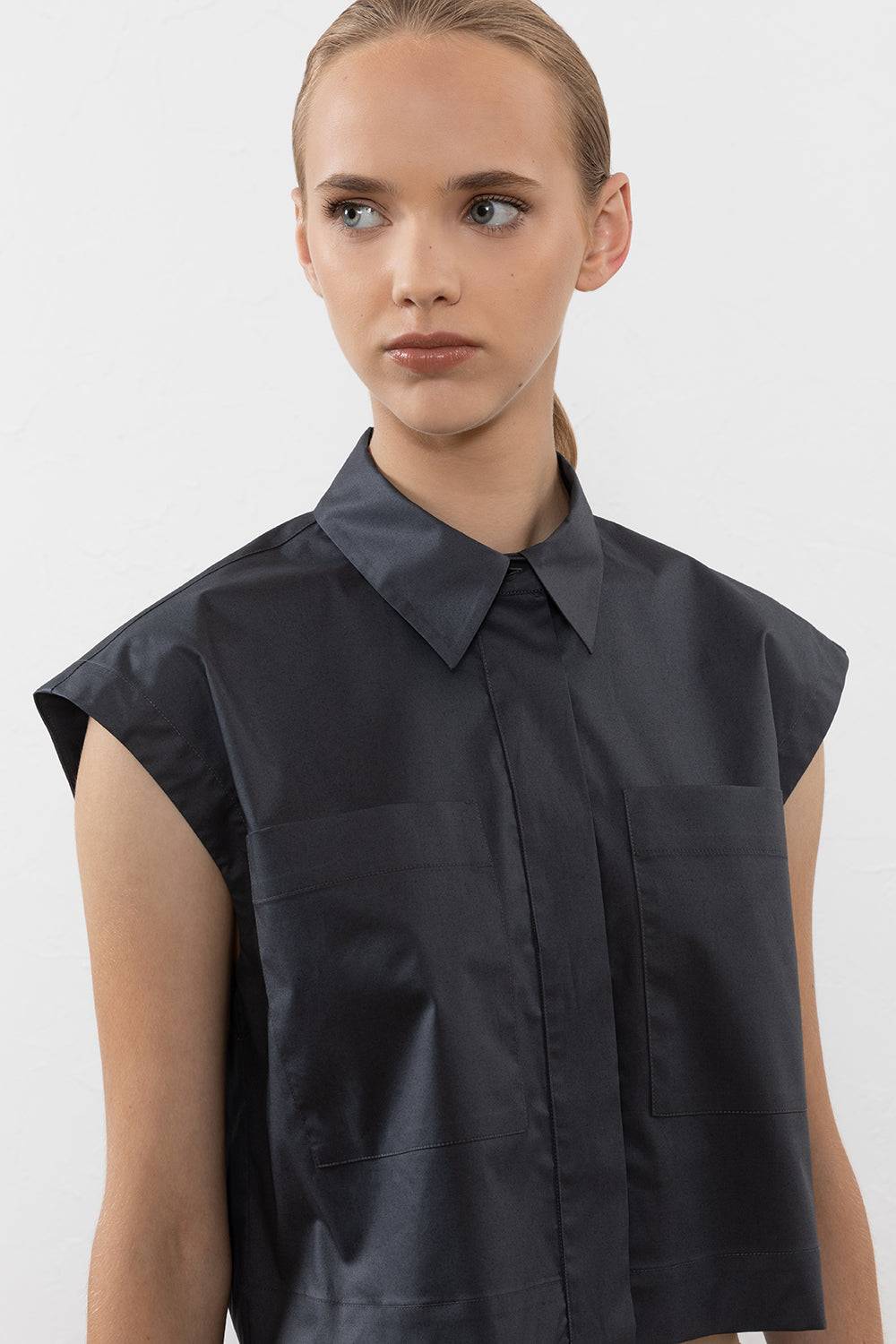Peserico Top in micro twill di cotone laminato Nuovo