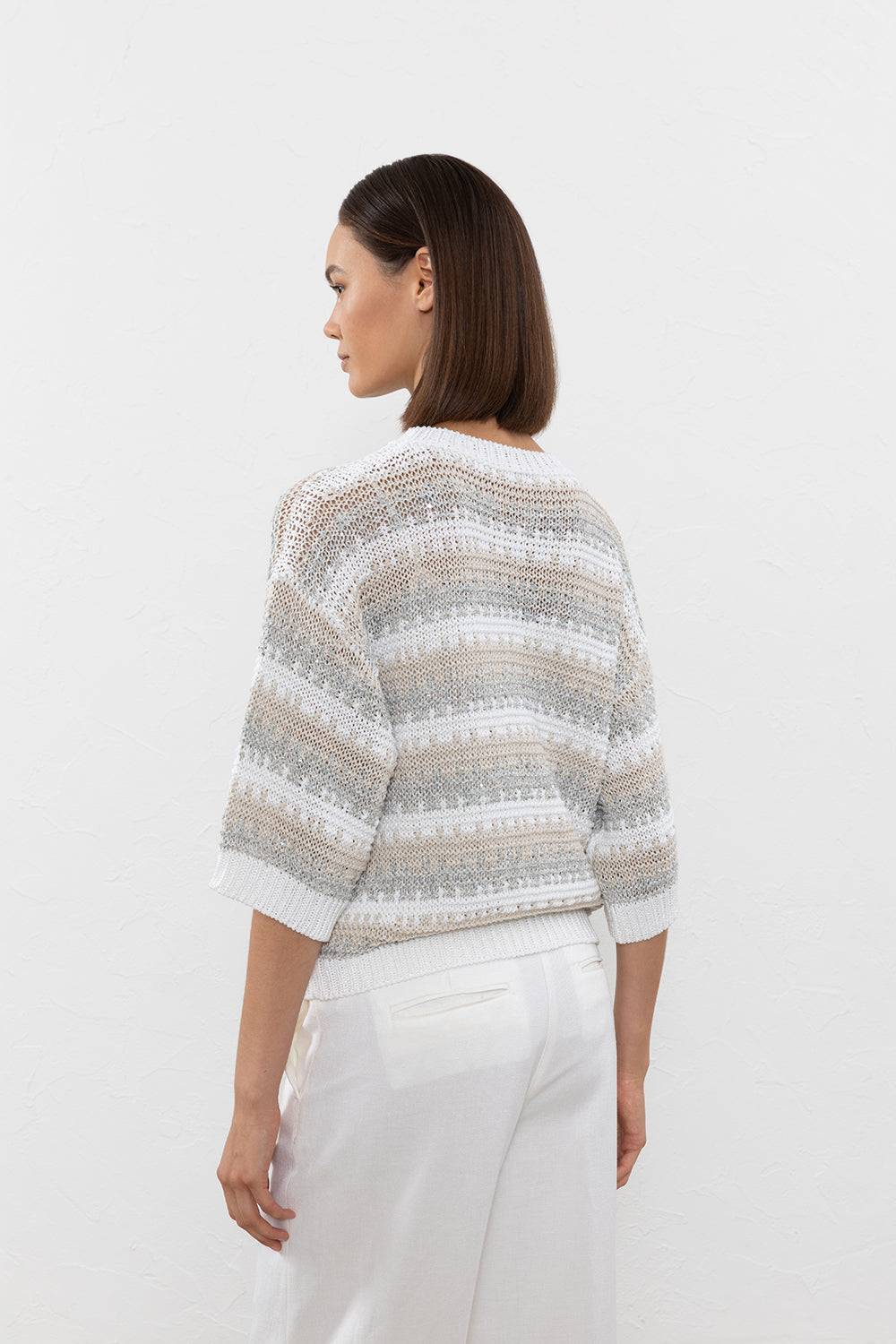 Peserico Maglia in filato di viscosa, lino, tencel e paillettes Pezzi Unici