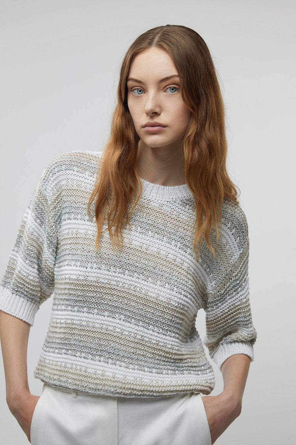 Peserico Maglia in filato di viscosa, lino, tencel e paillettes Pezzi Unici