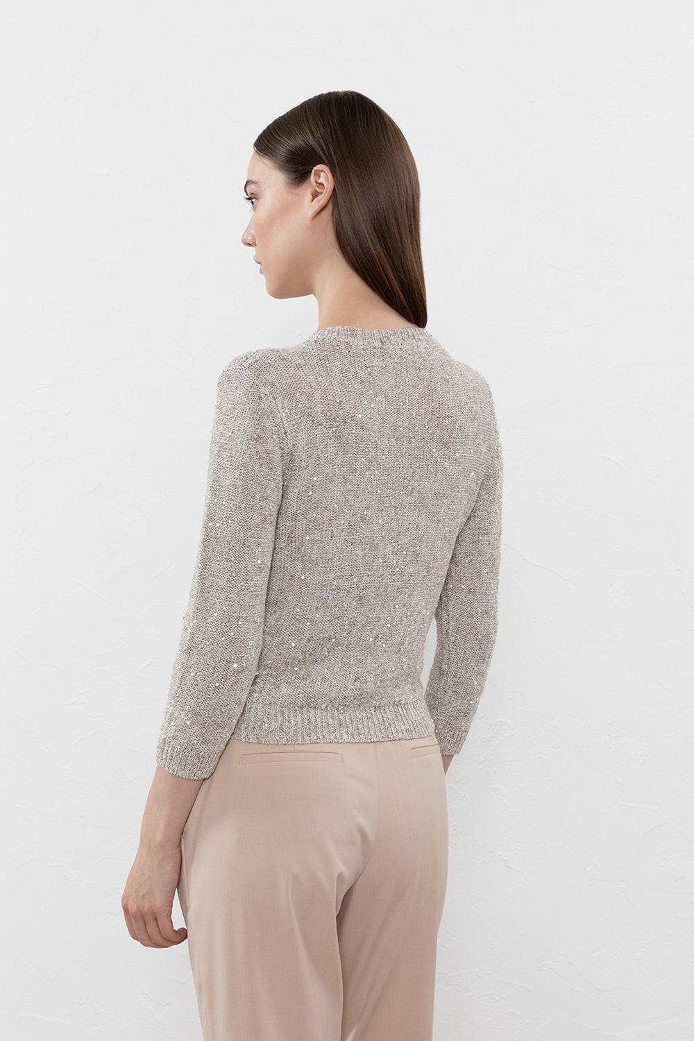 Peserico Maglia in filato di misto lino, viscosa e tencel con paillettes Qualità Garantita