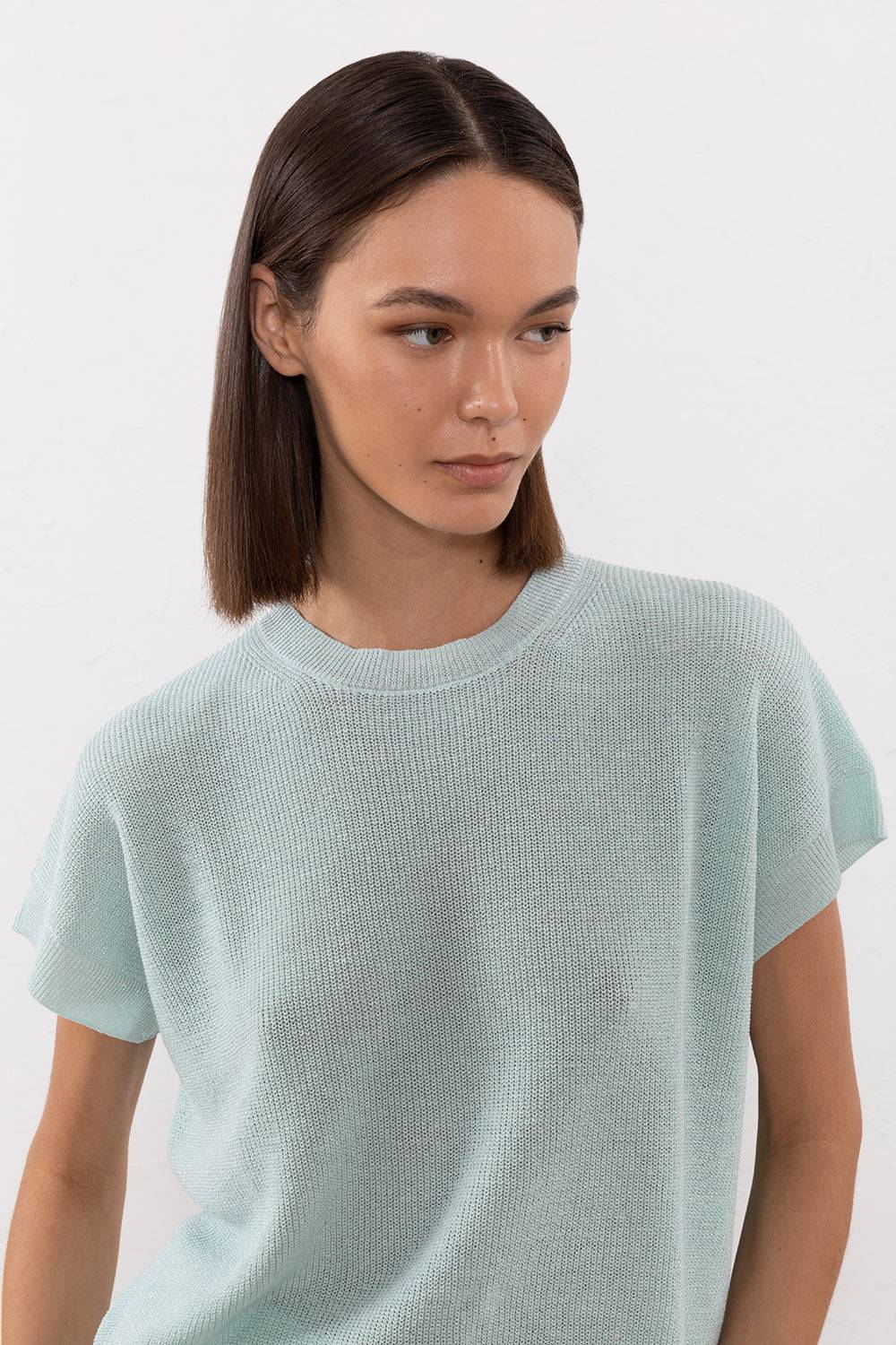 Peserico Maglia in filato di lino cotone crepe e lurex Negozi Online