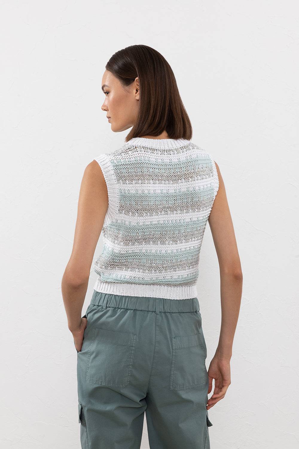 Peserico Top in filato di viscosa, lino, lurex e paillettes Acquista Ora