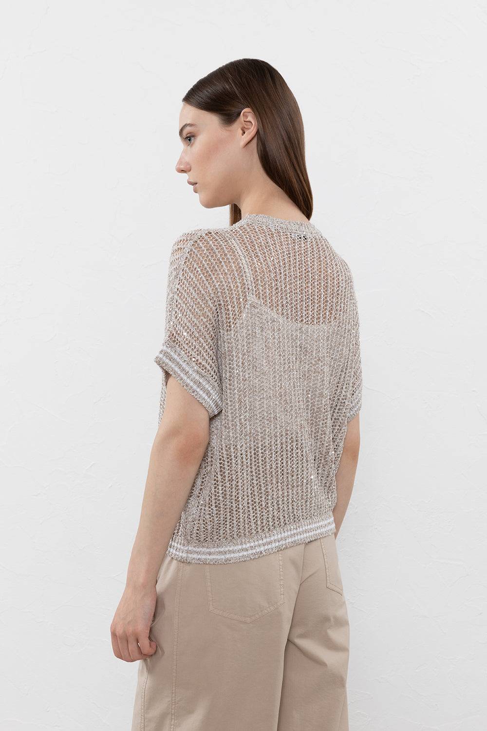 Peserico Maglia in filato di lino, viscosa e paillettes Consegna Veloce