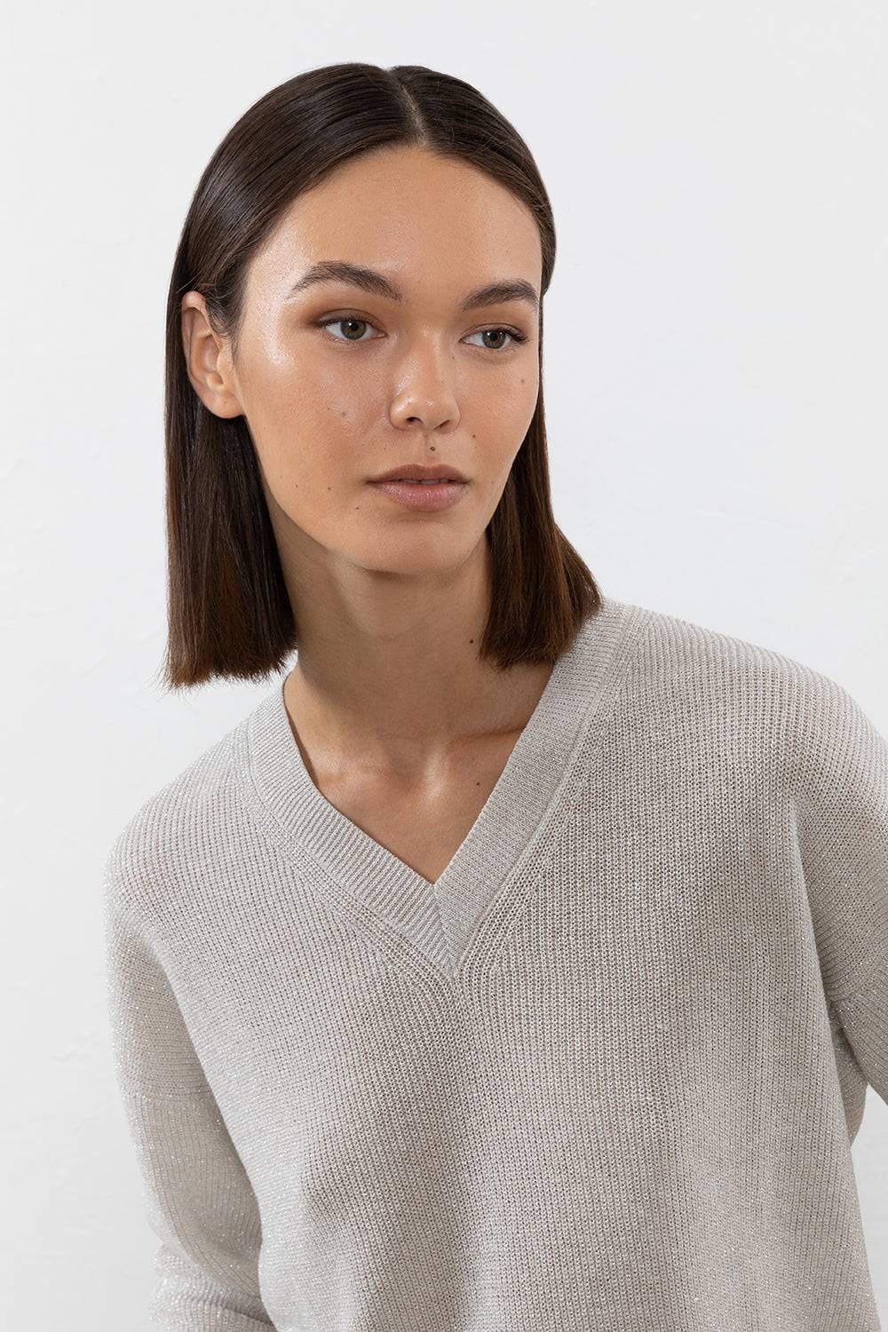 Peserico Maglia in filato di lino cotone crepe e lurex Fino Al -60%