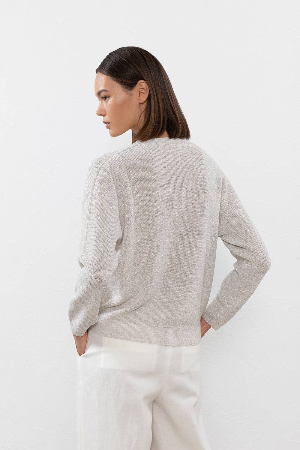 Peserico Maglia in filato di lino cotone crepe e lurex Fino Al -60%