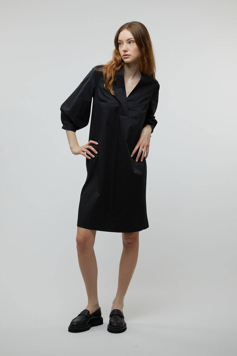 Peserico Abito midi in popeline di cotone stretch Convenienza