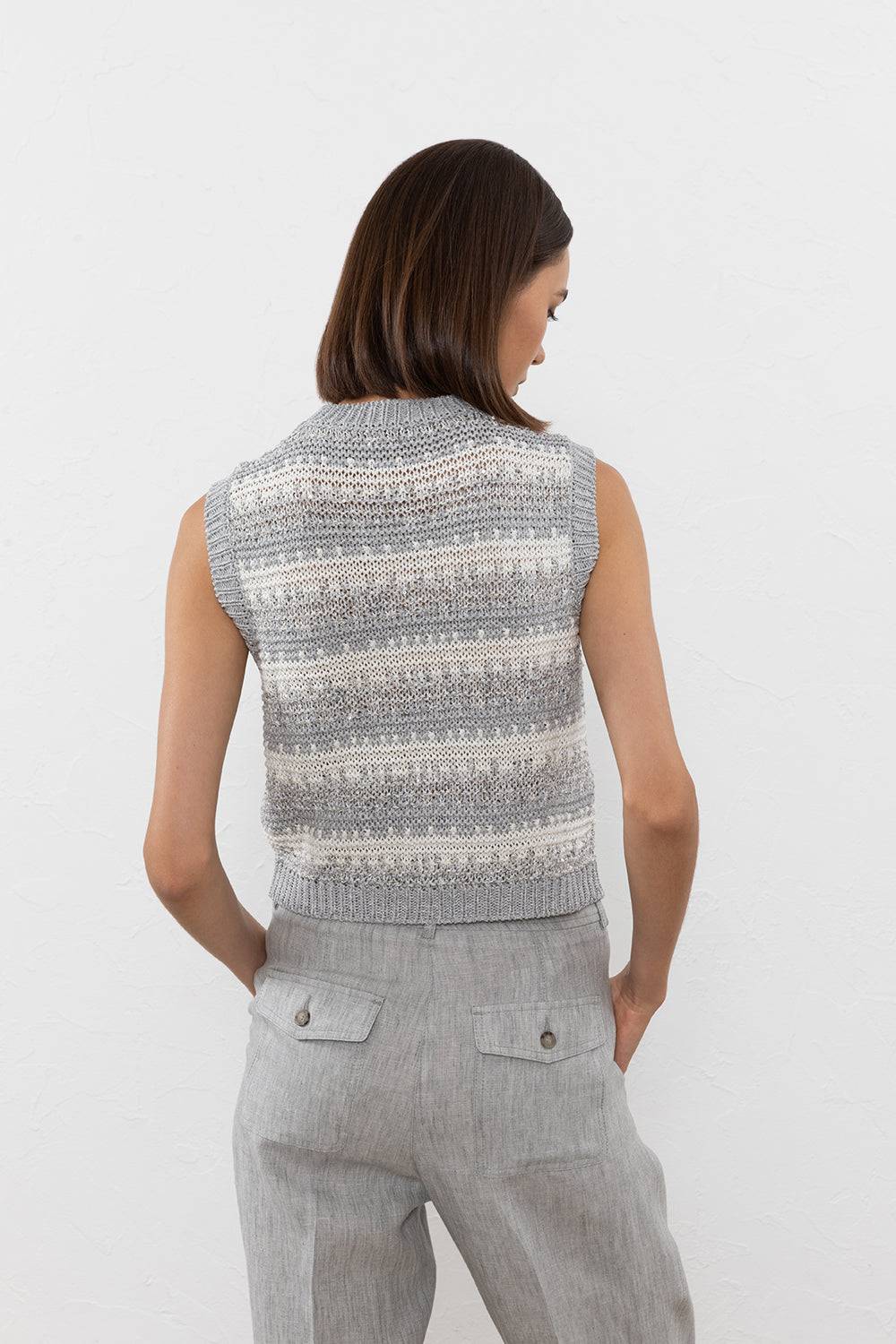 Peserico Top in filato di viscosa, lino, lurex e paillettes In Vendita