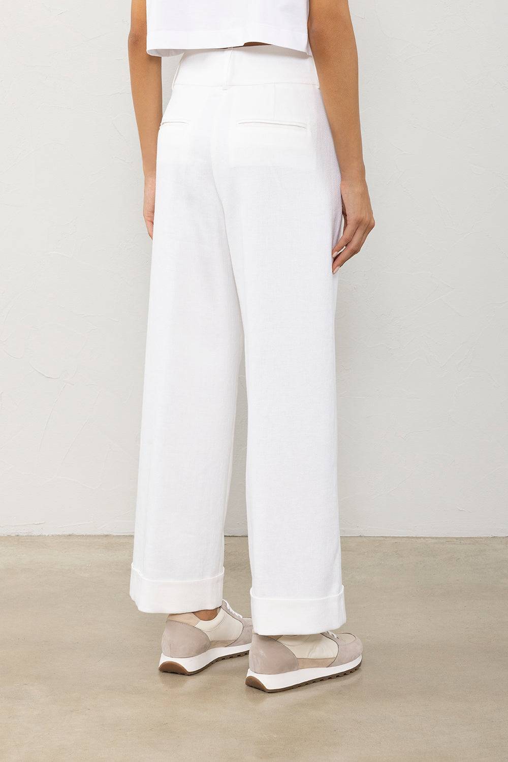 Peserico Pantalone in diagonale fluida di lino viscosa Italy