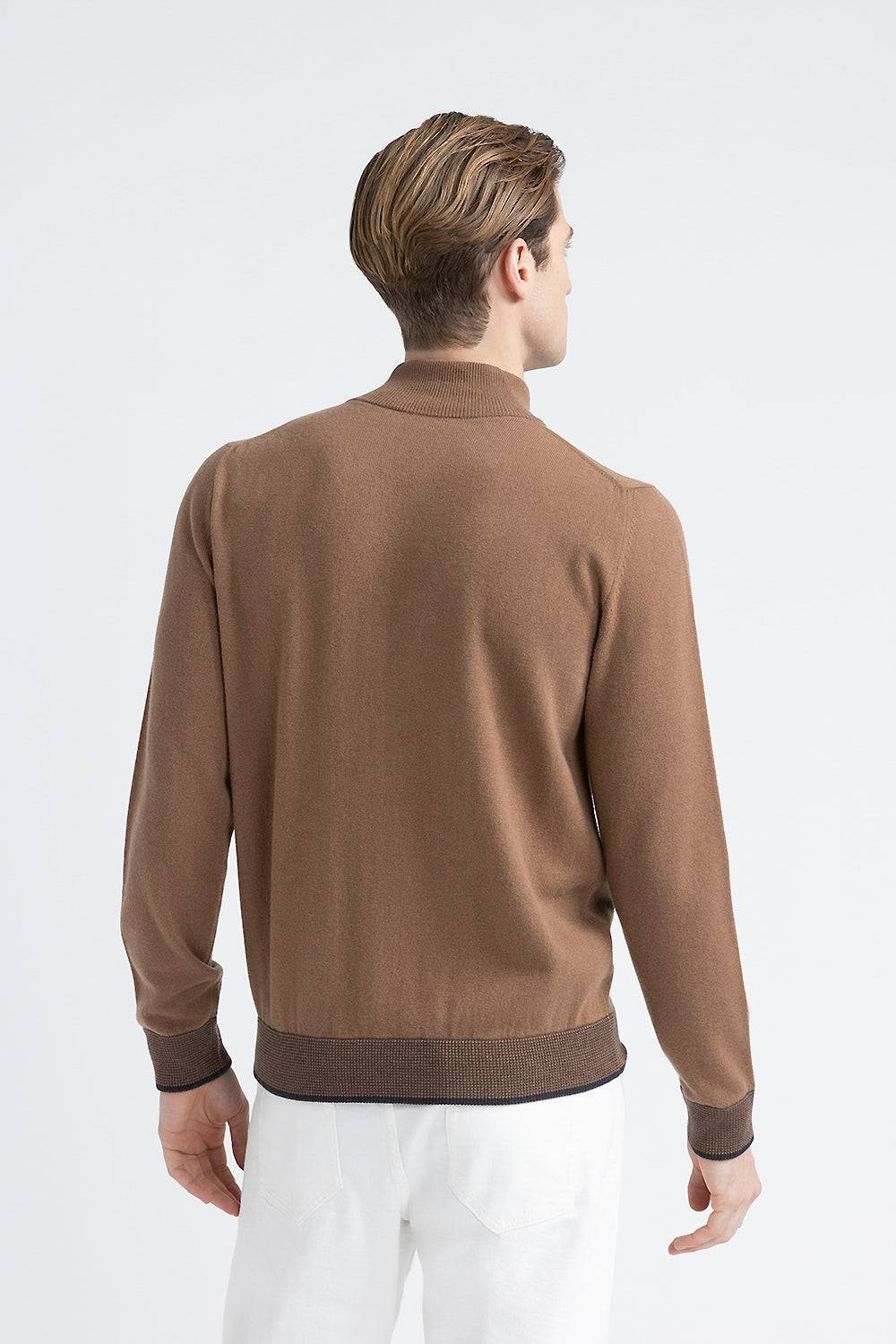 Peserico Maglia collo alto con zip in lana, seta e cashmere Offerta