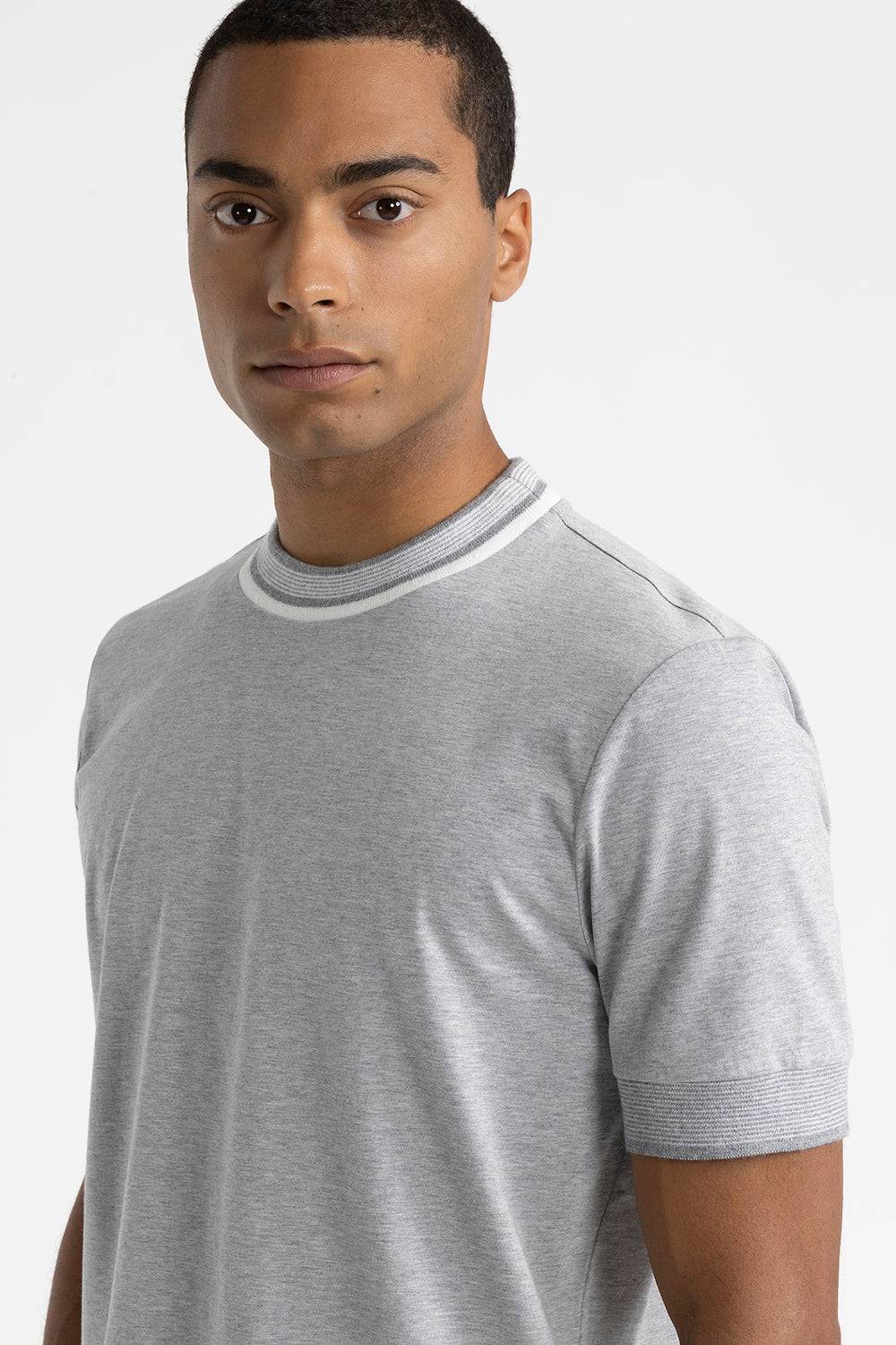 Peserico T-shirt in jersey di cotone con dettagli tricot Vendita Calda
