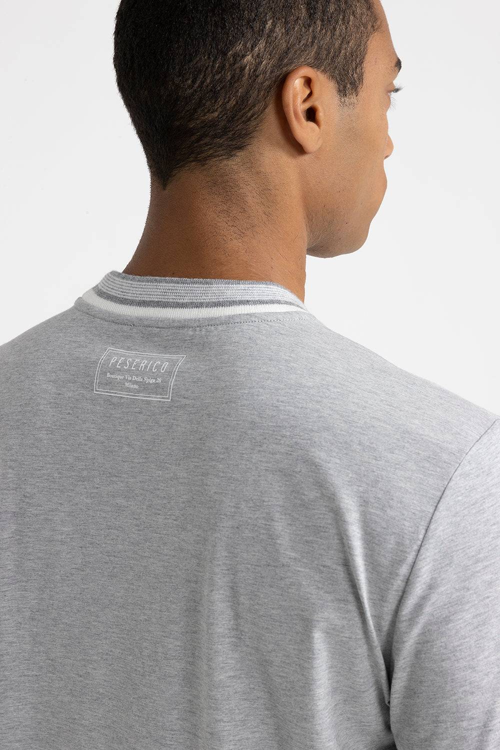 Peserico T-shirt in jersey di cotone con dettagli tricot Vendita Calda